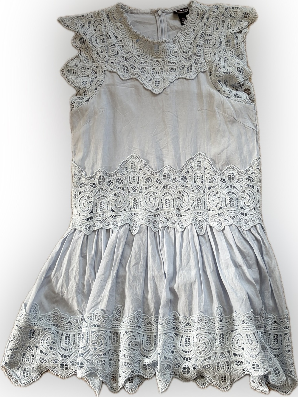 Lace-Trim Mini Dress in Light Blue